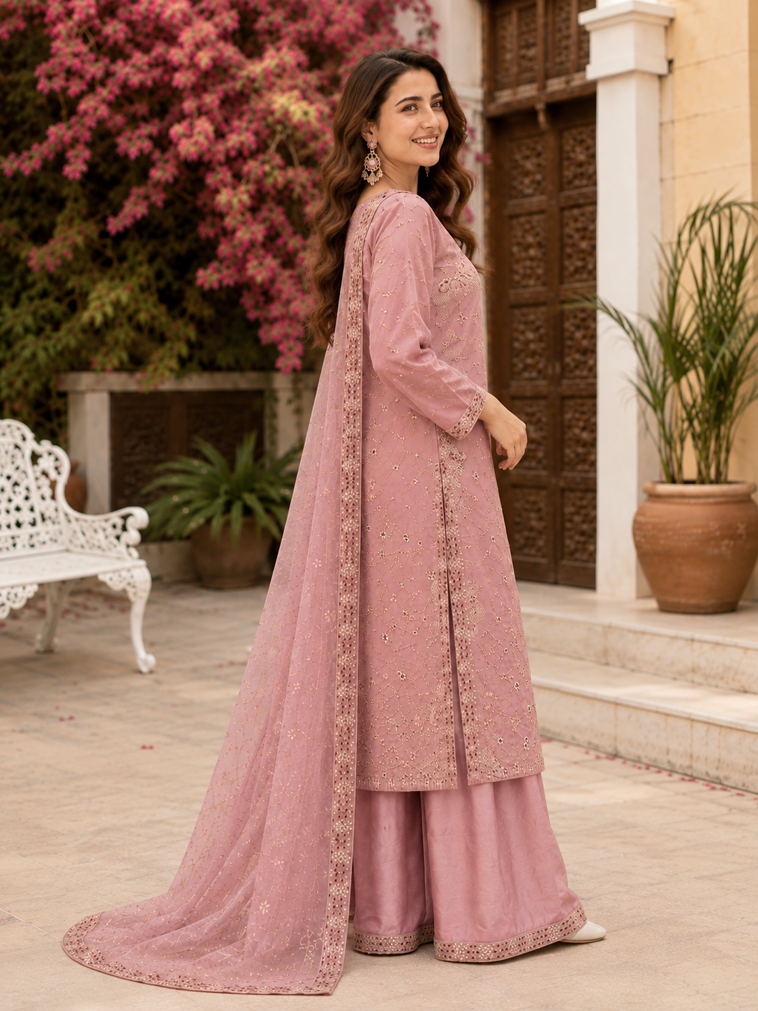 Rose Bloom Premium Embroidered 3-Piece Stitched Suit