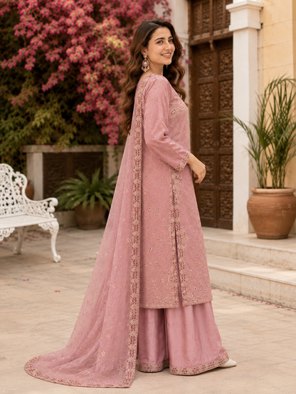 Rose Bloom Premium Embroidered 3-Piece Stitched Suit